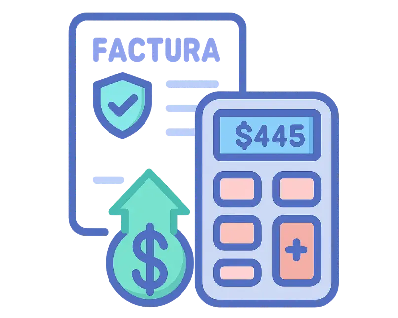 Icono con factura y calculadora.