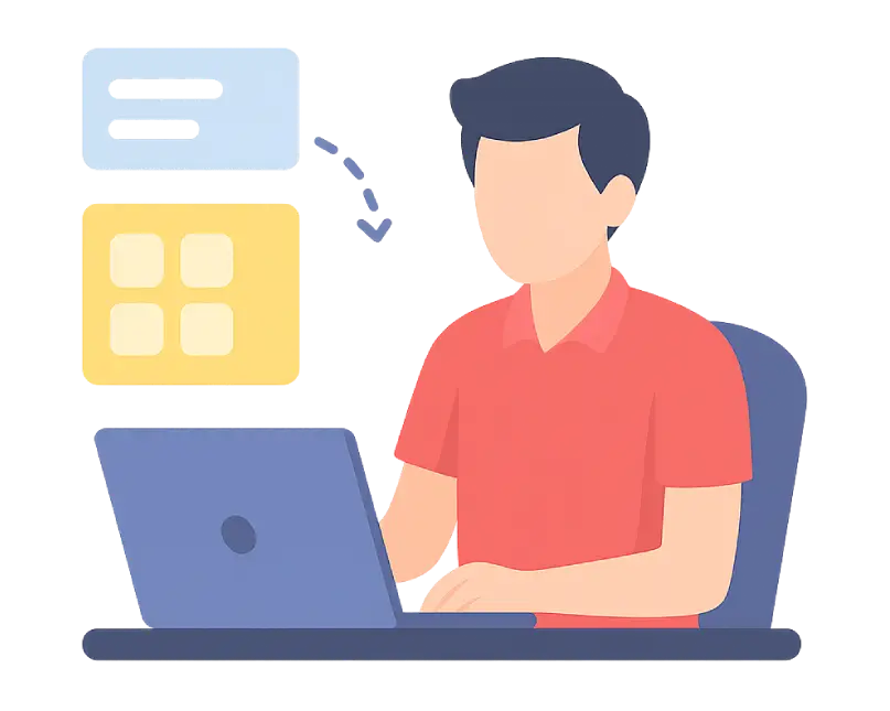 Icono figura hombre trabajando con un ordenador portátil.