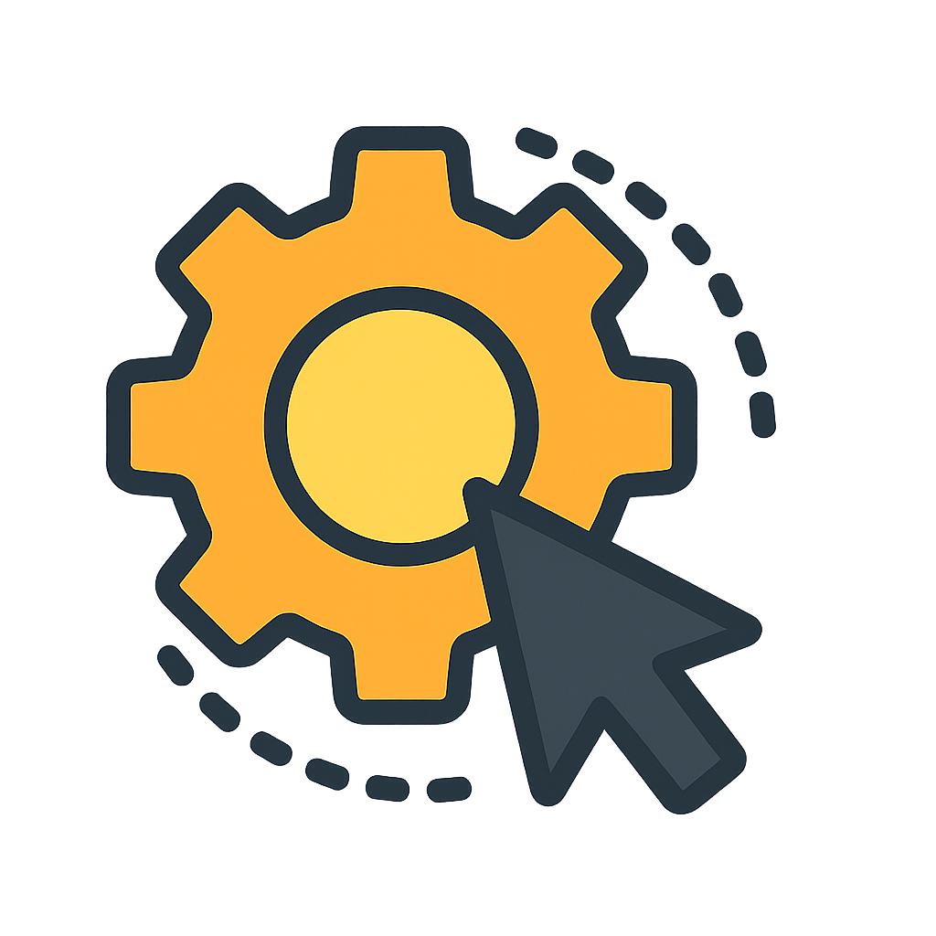 icono rueda dentada con flecha encima