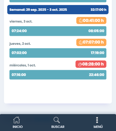 Pantalla móvil con captura de sección fichajes de het.
