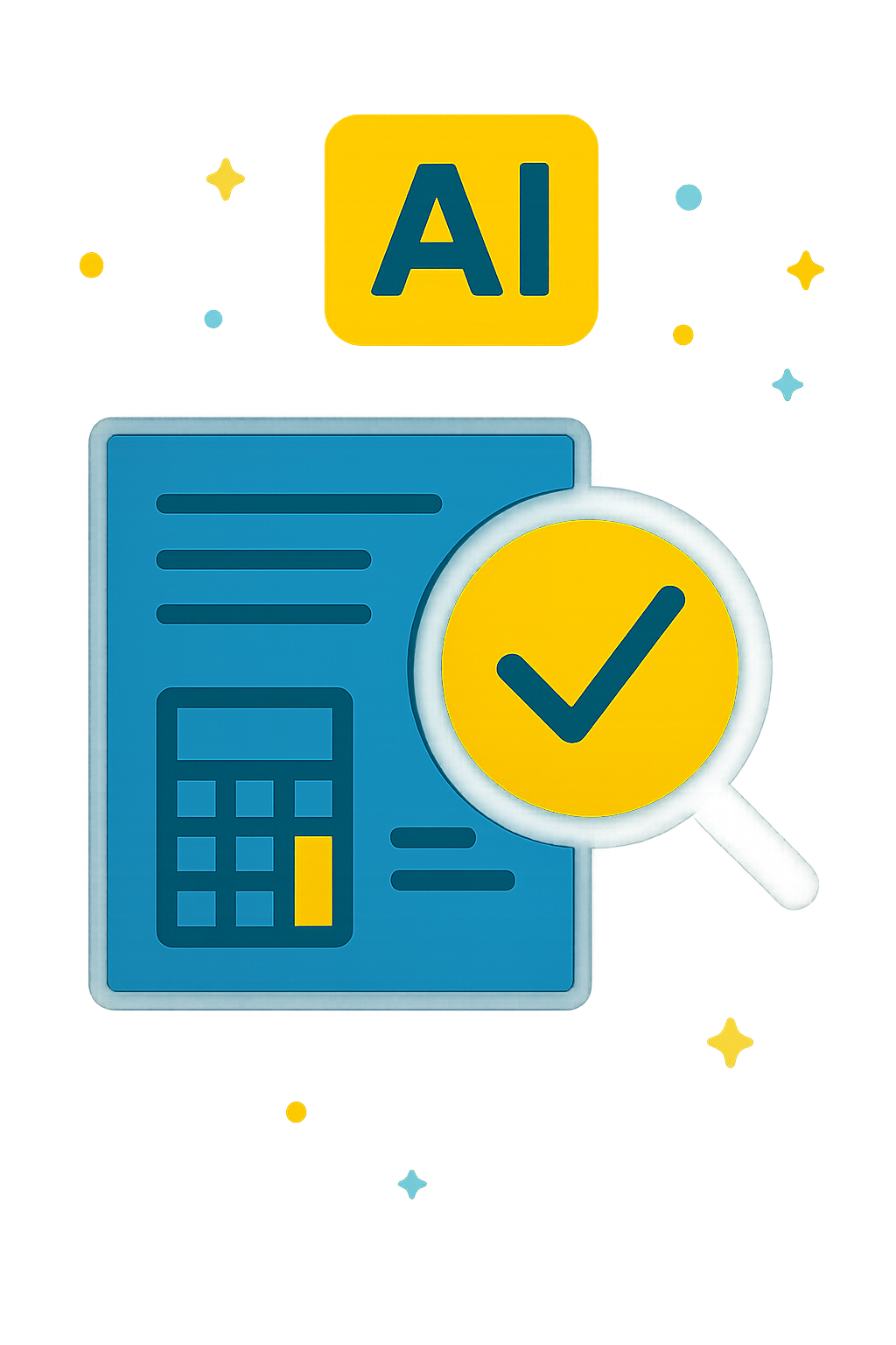 Documento con calculado con check superpuesto y letras AI
