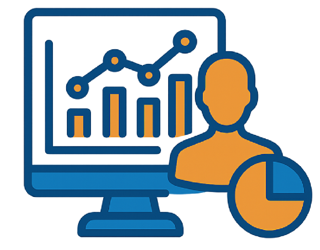 pantalla con diagrama y figura humana con diagrama de porciones